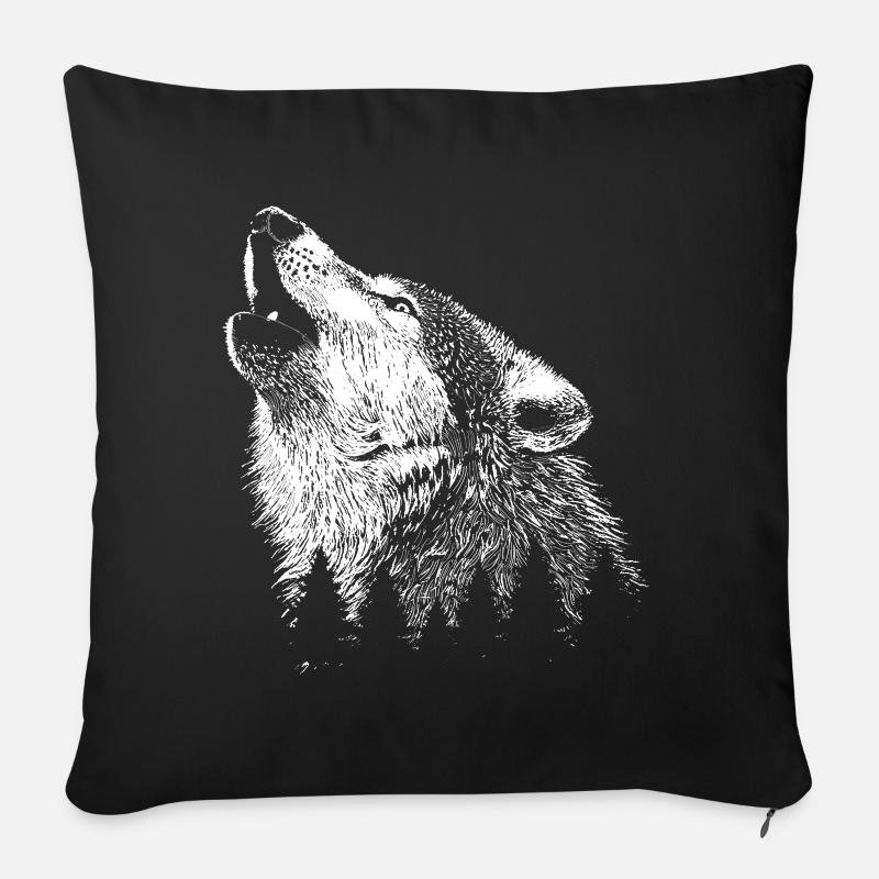 L’Appel du Loup - Coussin et housse de 45 x 45 cm - noir
