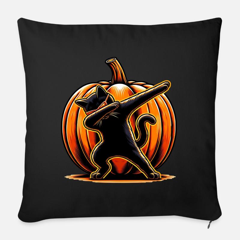 Joyeux Halloween, chat effrayé - Coussin et housse de 45 x 45 cm - noir