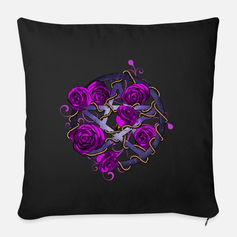 Rosen Pentagramm lila - Sofakissen mit Füllung 45 x 45 cm - Schwarz