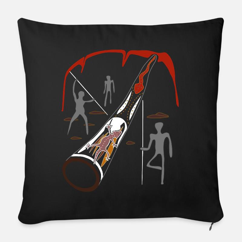 Didgeridoo Didjeridu Instrument - Sofakissen mit Füllung 45 x 45 cm - Schwarz