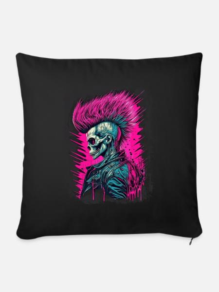Synthwave Zombie Skull - Sofakissen mit Füllung 45 x 45 cm - Schwarz