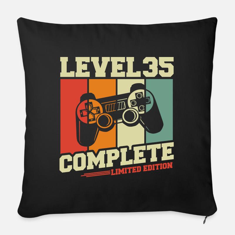 35 Geburtstag Geschenk - Level 35 Complete - Sofakissen mit Füllung 45 x 45 cm - Schwarz