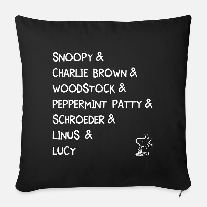 Peanuts Design Avec Liste De Personnages - Coussin et housse de 45 x 45 cm - noir