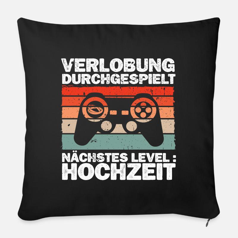 Hochzeit Gaming Junggesellenabschied Spruch - Sofakissen mit Füllung 45 x 45 cm - Schwarz
