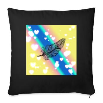 Feder mit Herzen und Regenbogenfarben - Sofakissen mit Füllung 45 x 45 cm - Schwarz - Vorne