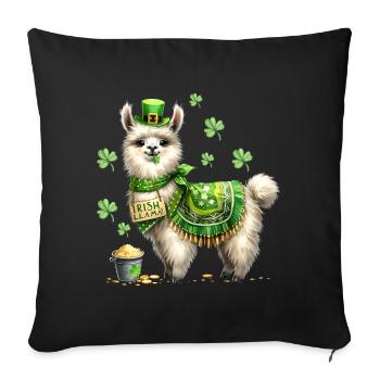 Irlandais Llama St Patrick Day - Coussin et housse de 45 x 45 cm - noir - Devant