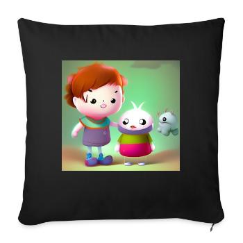 Boy and best friends - Sofa pillow with filling 45cm x 45cm - black - Front