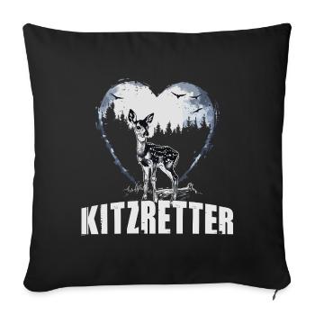 Kitzrettung - Sofakissen mit Füllung 45 x 45 cm - Schwarz - Vorne