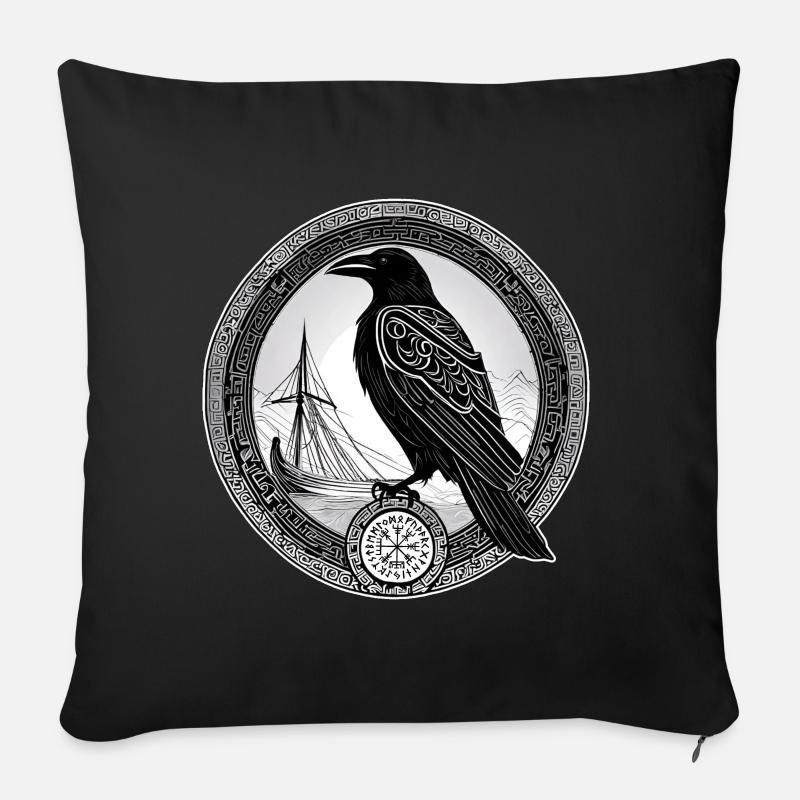 Wikinger Rabe - Sofakissen mit Füllung 45 x 45 cm - Schwarz