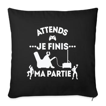 Wait, I'm finishing my game - Sofa pillow with filling 45cm x 45cm - black - Front