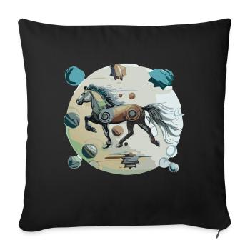 Icelandic Horse - Graphic with Background Variant 1 - Sofa pillow with filling 45cm x 45cm - black - Front