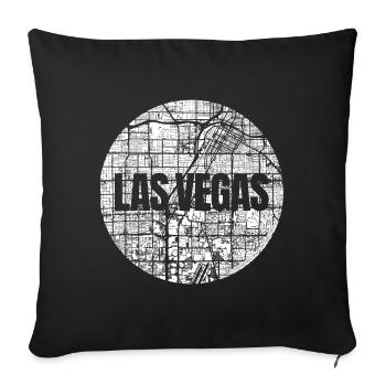 Las Vegas | Carte de la ville design | Carte de la ville minimale - Coussin et housse de 45 x 45 cm - noir - Devant