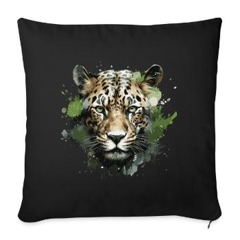 Tête de léopard - Coussin et housse de 45 x 45 cm - noir - Devant