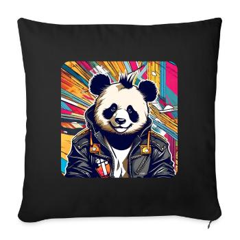 Cool Punk Panda Ours - Coussin et housse de 45 x 45 cm - noir - Devant