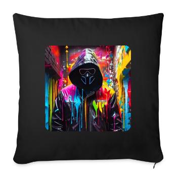 Cyberpunk Anonymous - Sofa pillow with filling 45cm x 45cm - black - Front