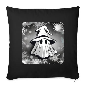 Niedliches kleines Schreckgespenst mit Schnee - Sofakissen mit Füllung 45 x 45 cm - Schwarz - Vorne