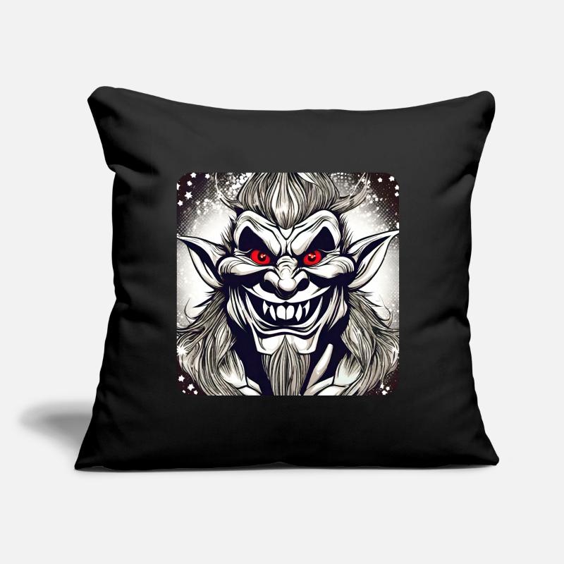 Evil grinning troll with red eyes Sofa pillow with filling 45cm x 45cm