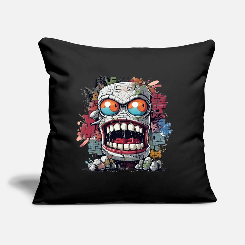 Monstre de graffiti dans la conception d’art de rue urbain Coussin et housse de 45 x 45 cm
