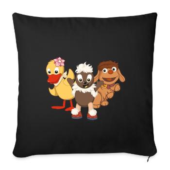 Pittiplatsch, Schnatterinchen & Moppi - Sofakissen mit Füllung 45 x 45 cm - Schwarz - Vorne