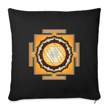 Shri Yantra - conducteur de l'énergie, bouddhisme - Coussin et housse de 45 x 45 cm - noir - Devant