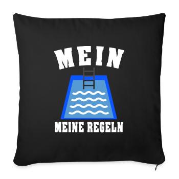 Pool Regeln Spruch Schwimmbecken - Sofakissen mit Füllung 45 x 45 cm - Schwarz - Vorne