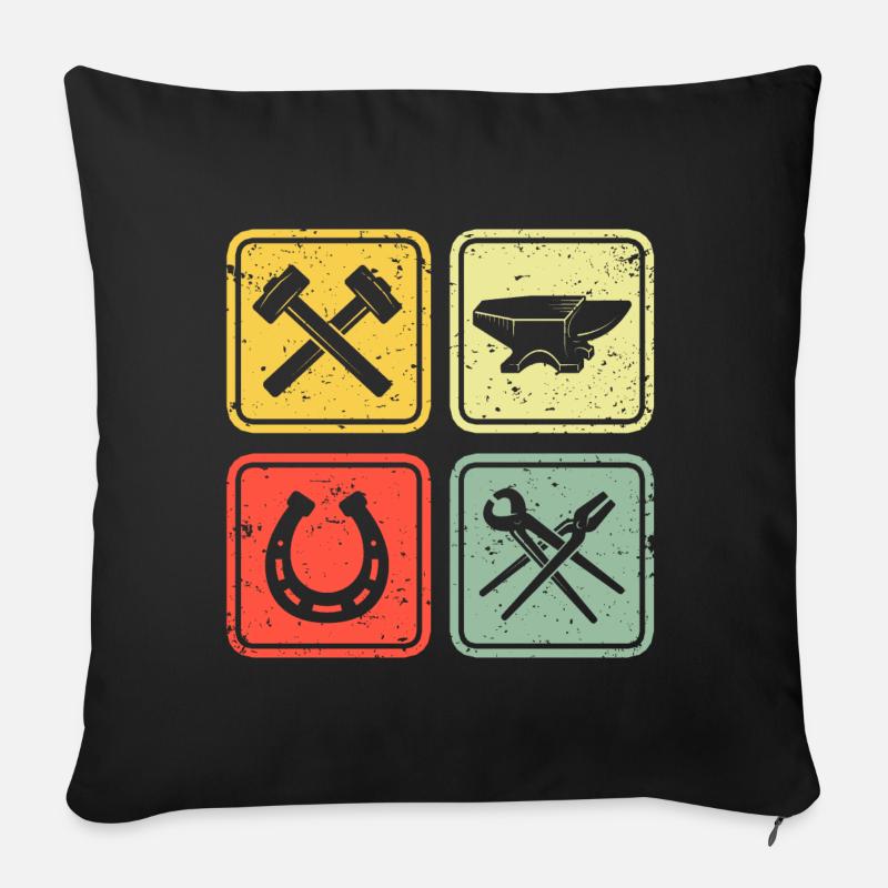 Maréchal ferrant fer à cheval - Coussin et housse de 45 x 45 cm - noir