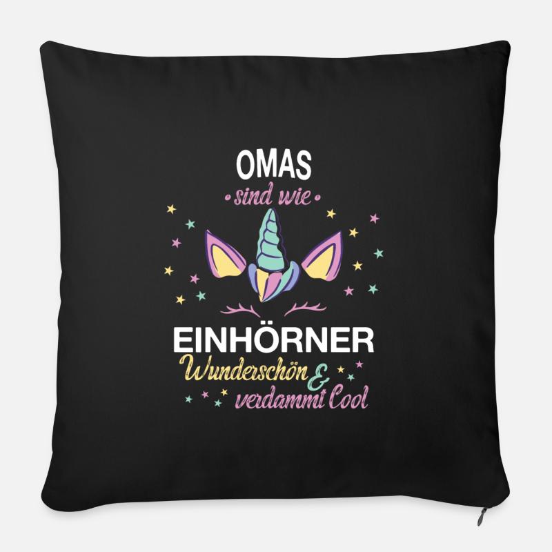 Oma Omas Großmutter Spruch Einhorn - Sofakissen mit Füllung 45 x 45 cm - Schwarz