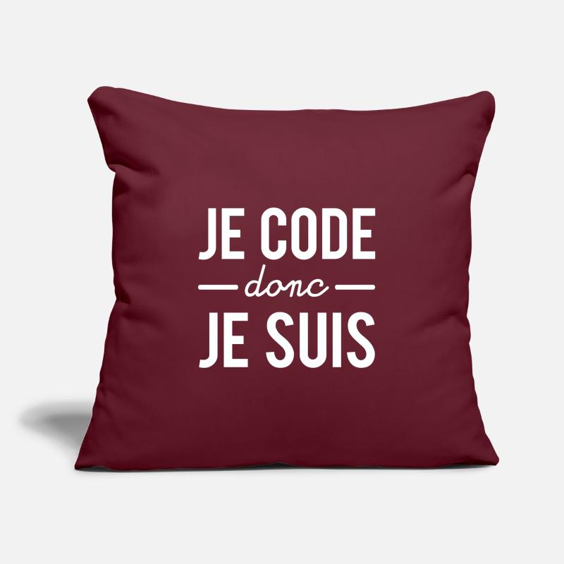 Je code donc je suis humour codeur Coussin et housse de 45 x 45 cm