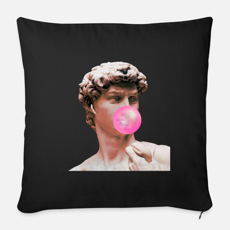 Chewing-gum, statue d’Airpod - Coussin et housse de 45 x 45 cm - noir
