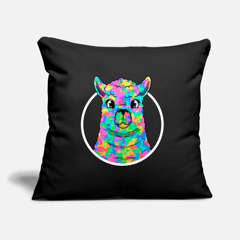 Rainbow Llama Head Alpaca Head Sofa pillow with filling 45cm x 45cm