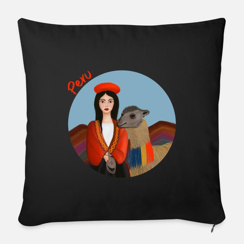 Apapucharse - Peru - Sofakissen mit Füllung 45 x 45 cm - Schwarz