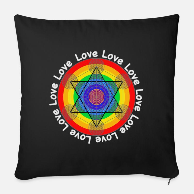 Energetic chakra design - Sofa pillow with filling 45cm x 45cm - black
