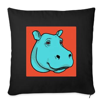 Hippo Pop Art - Coussin et housse de 45 x 45 cm - noir - Devant