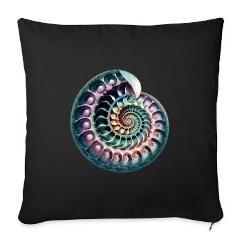 Fibonacci spiral, shell, golden ratio - Sofa pillow with filling 45cm x 45cm - black - Front