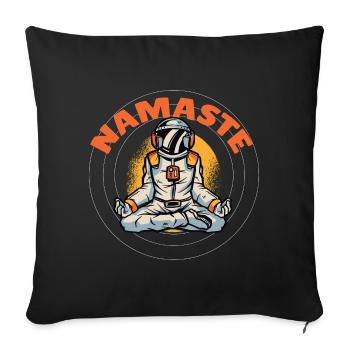 Astronaute méditant, cool, drôle - Coussin et housse de 45 x 45 cm - noir - Devant
