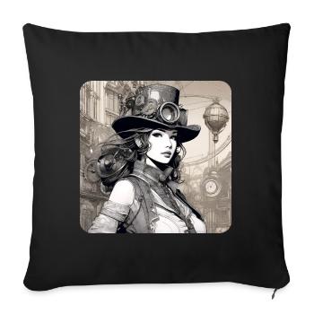 Fille Steampunk Cool - Coussin et housse de 45 x 45 cm - noir - Devant