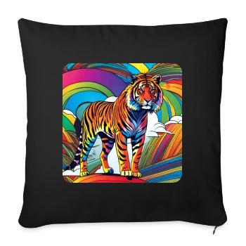 Spirit Animal Tiger in bunten Farben - Sofakissen mit Füllung 45 x 45 cm - Schwarz - Vorne