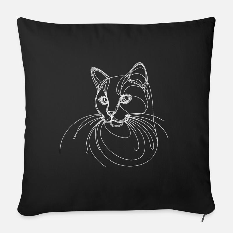 Sort de ligne de chat - Coussin et housse de 45 x 45 cm - noir