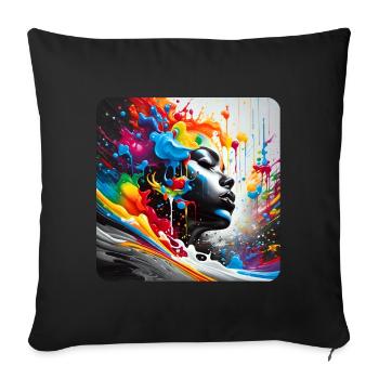 Femme dans le style graffiti - Coussin et housse de 45 x 45 cm - noir - Devant