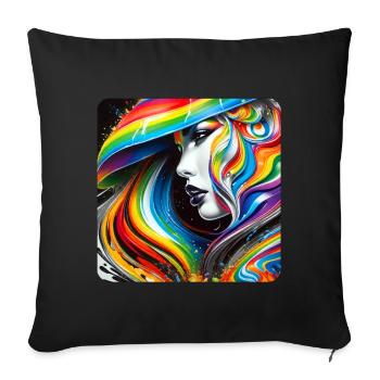 Femme dans le style graffiti - Coussin et housse de 45 x 45 cm - noir - Devant
