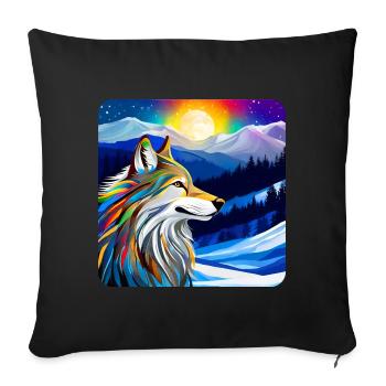 Spirit Animal Wolf - Sofakissen mit Füllung 45 x 45 cm - Schwarz - Vorne
