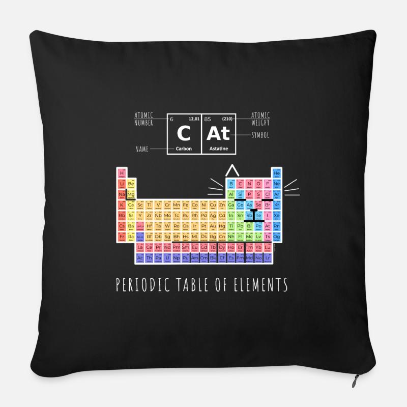 Chemie Katze Periodensystem der Elemente - Sofakissen mit Füllung 45 x 45 cm - Schwarz