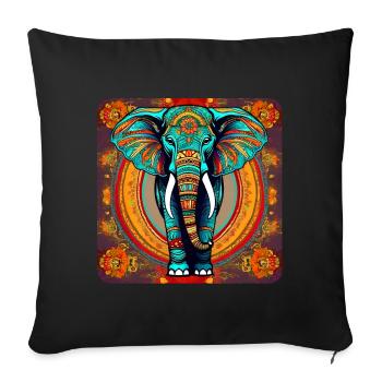 Spirit Animal Elephant in Bohemian Style - Sofa pillow with filling 45cm x 45cm - black - Front