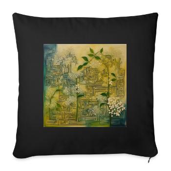 floral maze - Sofa pillow with filling 45cm x 45cm - black - Front
