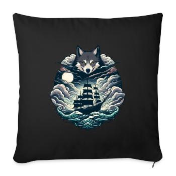 Mysticisme nautique : Aventure en voilier - Coussin et housse de 45 x 45 cm - noir - Devant