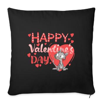Leo the Cat Valentines day - Sofakissen mit Füllung 45 x 45 cm - Schwarz - Vorne