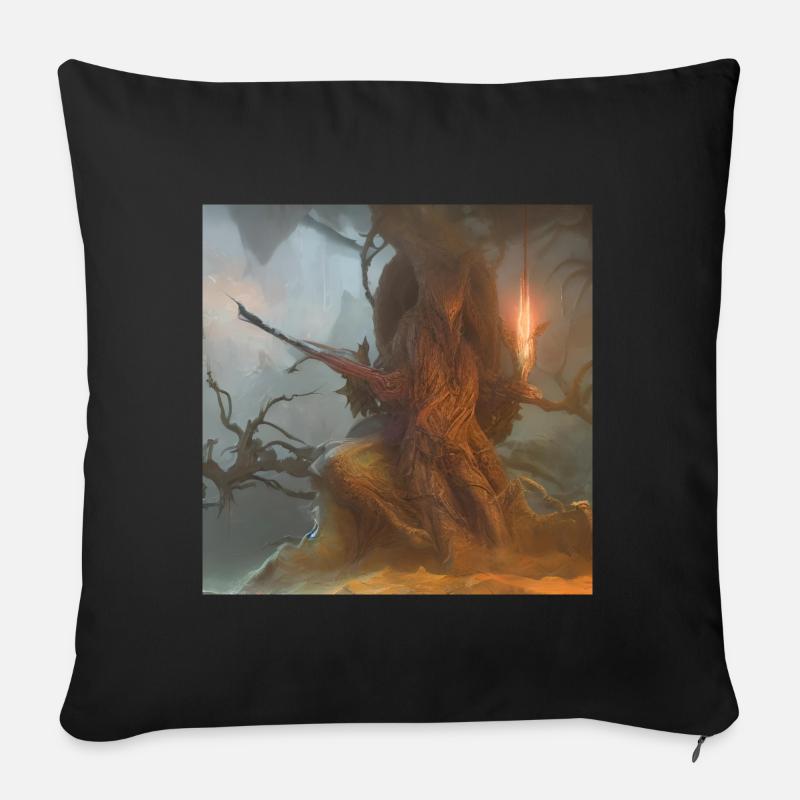 Mandrake or tree - Sofa pillow with filling 45cm x 45cm - black