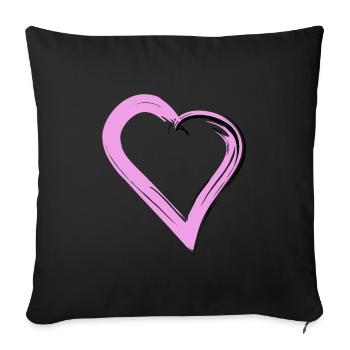 Heart in pastel pink - Sofa pillow with filling 45cm x 45cm - black - Front