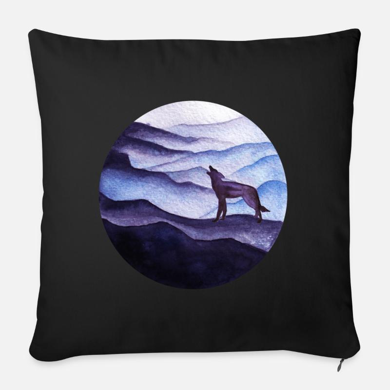 Coyote silhouette - Sofa pillow with filling 45cm x 45cm - black