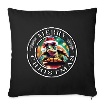 Turtle Merry Christmas Christmas Gift - Sofa pillow with filling 45cm x 45cm - black - Front